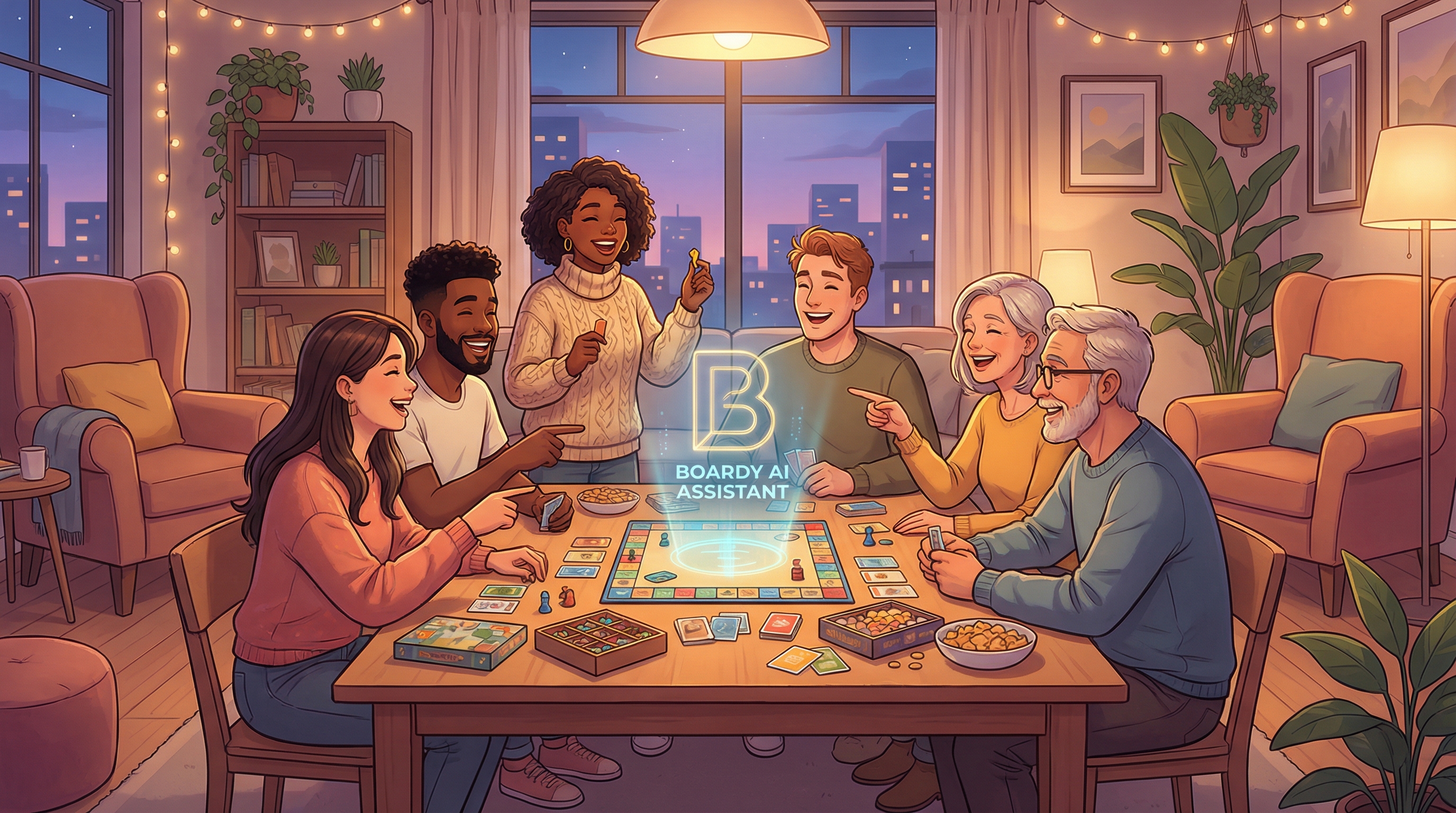 Friends playing board games